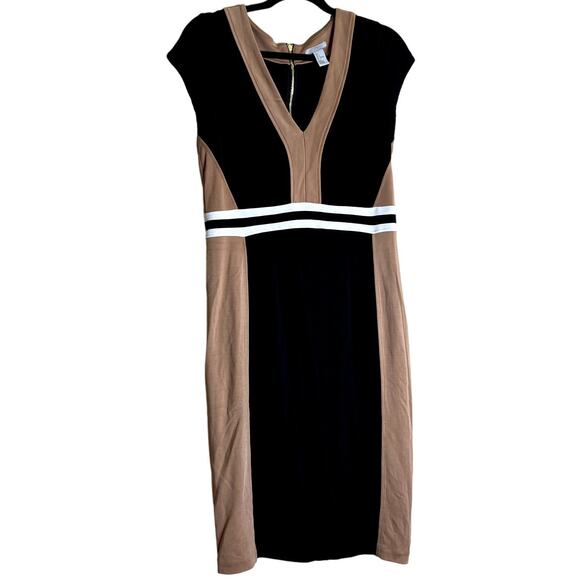 H&M Dresses & Skirts - H&M Bodycon Shift Dress Women Large Black Brown Business Flattering Stretchy